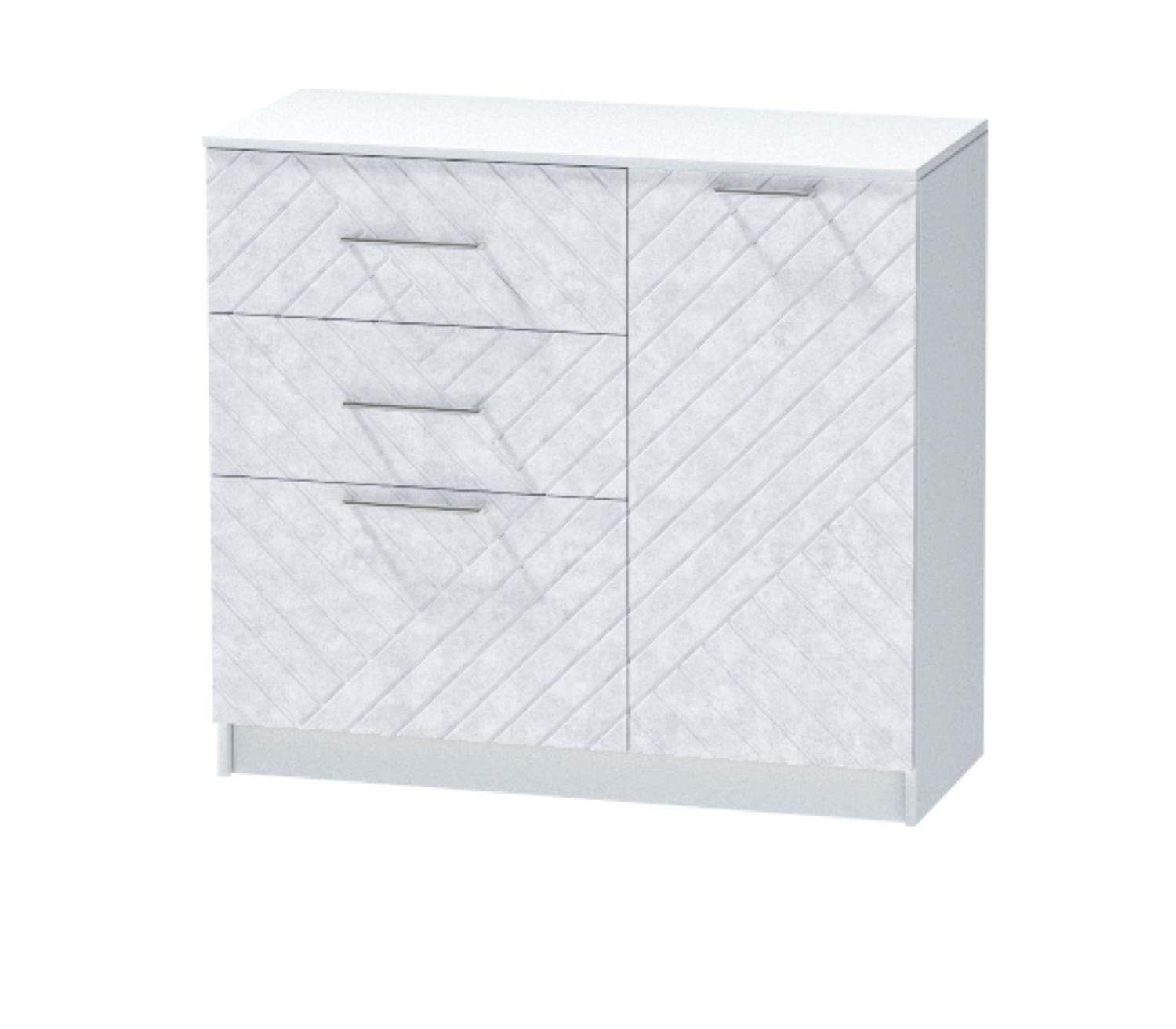 Комод-2 Иннэс-7 Белый/фасад МДФ Бетон снежный
