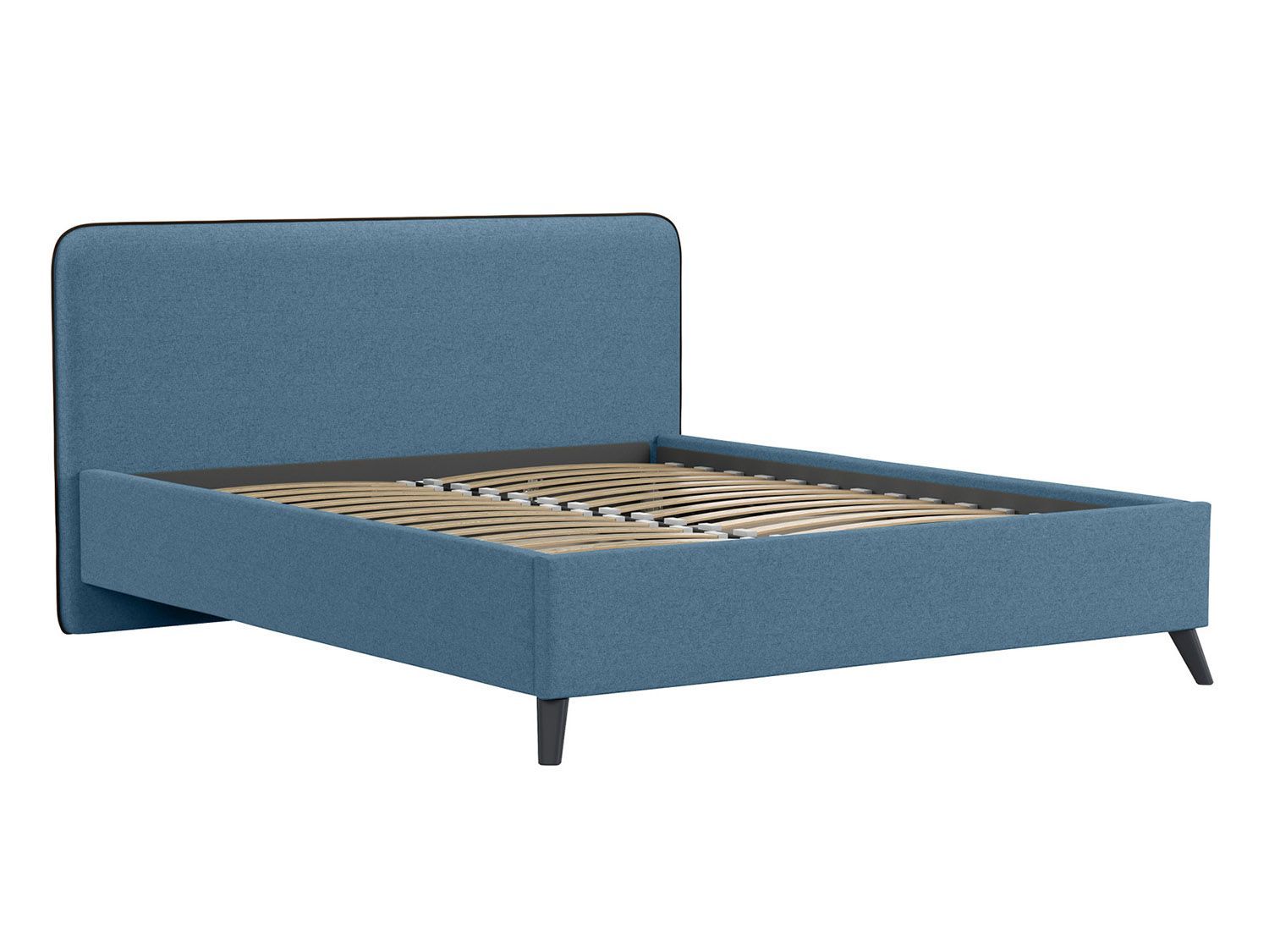 Миа кровать 160 Bravo blue (светло-синий) / кант Лайт 10 Велюр (коричневый)