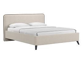 Миа кровать 160 Bravo white (светло-бежевый) / кант Лайт 10 Велюр (коричневый)