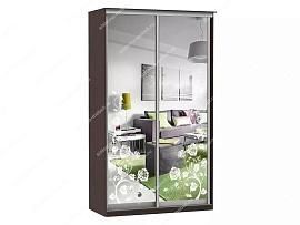 Шкаф купе Модерн 1190х450 2-х дверный 2-х секционный зеркальный с пескоструем №3 венге