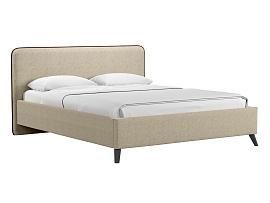 Миа кровать 160 Bravo light brown (бежево-коричневый) / кант Лайт 10 Велюр (коричневый)