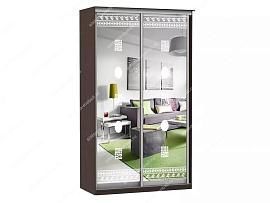 Шкаф купе Модерн 905х600 2-х дверный зеркальный с пескоструем №2 венге