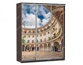 Шкаф купе Модерн 1776х450 3-х дверный 2-х секционный фотопечать №2 венге