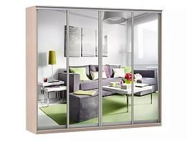 Шкаф купе Модерн 2362х600 4-х дверный 3-х секционный зеркальный ясень