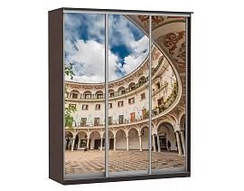 Шкаф купе Модерн 2076х600 3-х дверный 3-х секционный фотопечать №2 венге